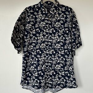 Crossings Button Up Shirt Men's XL Short Sleeve Floral Print .